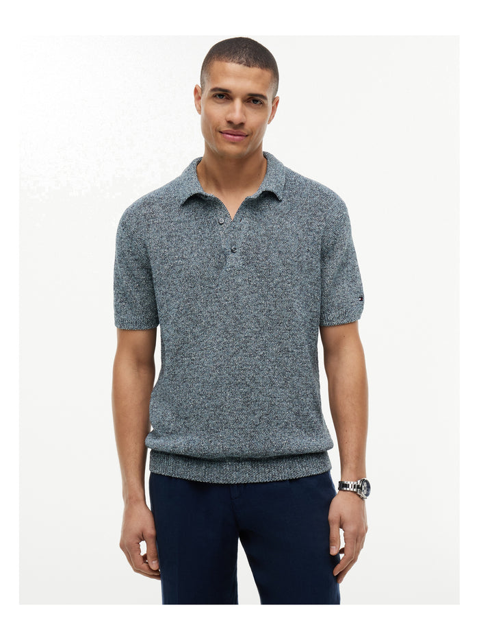 TOMMY HILFIGER Dc Spread Collar Mouline  Polo Navy Iris Multi - image 2
