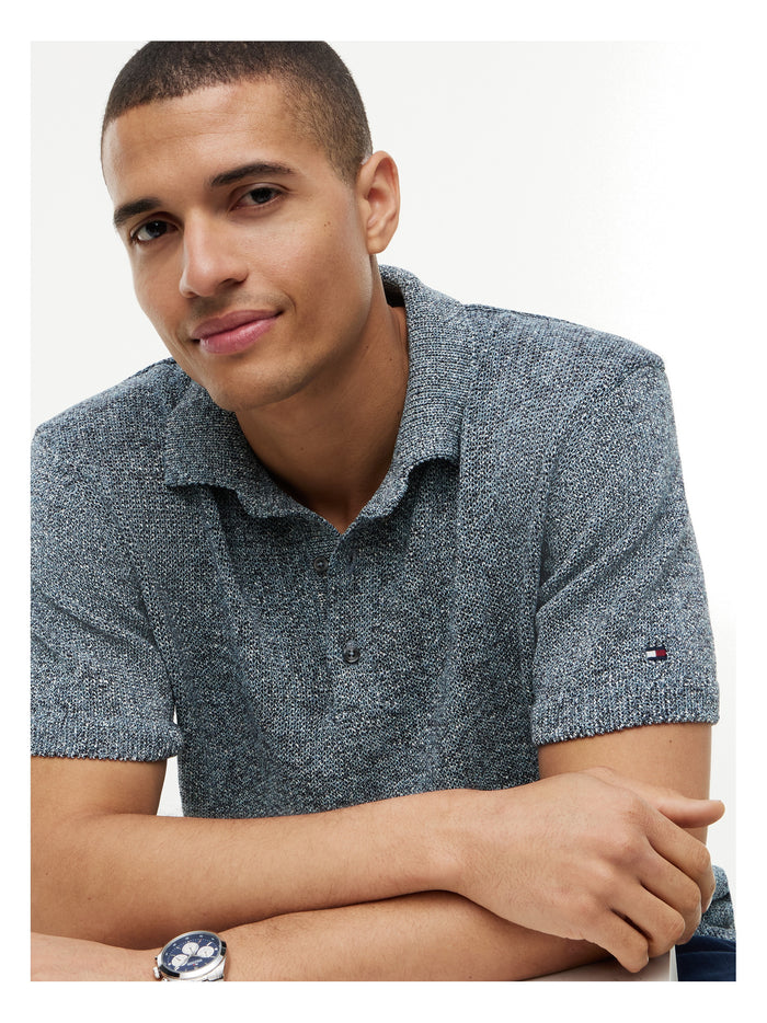 TOMMY HILFIGER Dc Spread Collar Mouline  Polo Navy Iris Multi - image 4