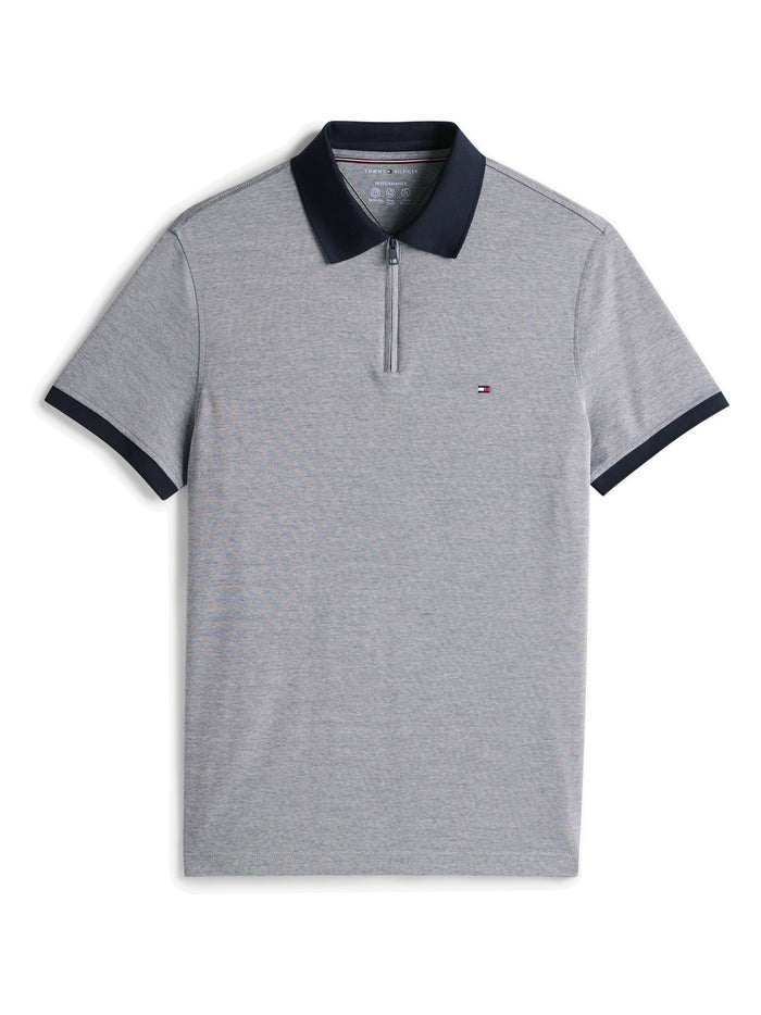 TOMMY HILFIGER Performance Oxford Zip Reg Polo Desert Sky / White