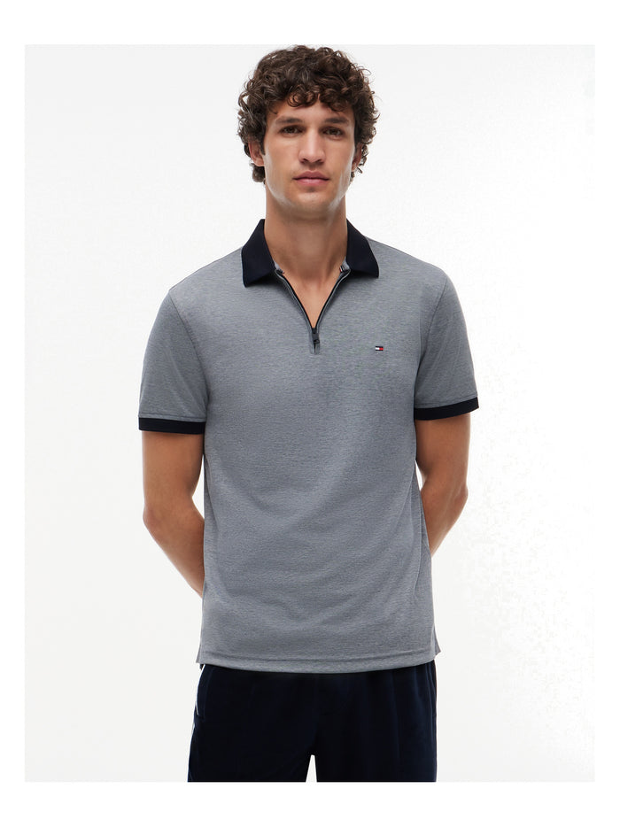 TOMMY HILFIGER Performance Oxford Zip Reg Polo Desert Sky / White - image 2