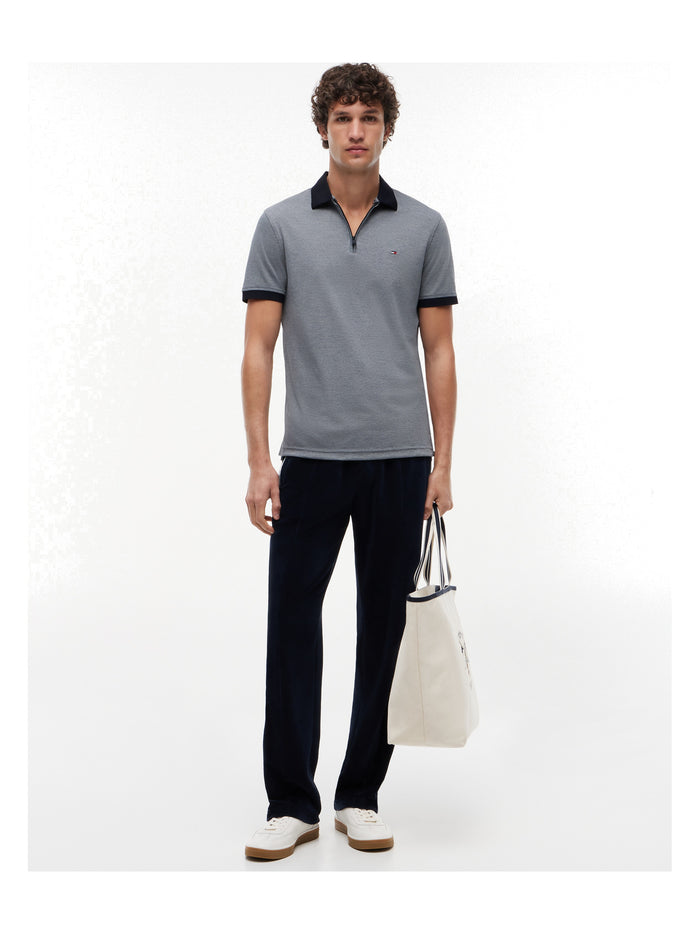 TOMMY HILFIGER Performance Oxford Zip Reg Polo Desert Sky / White - image 3