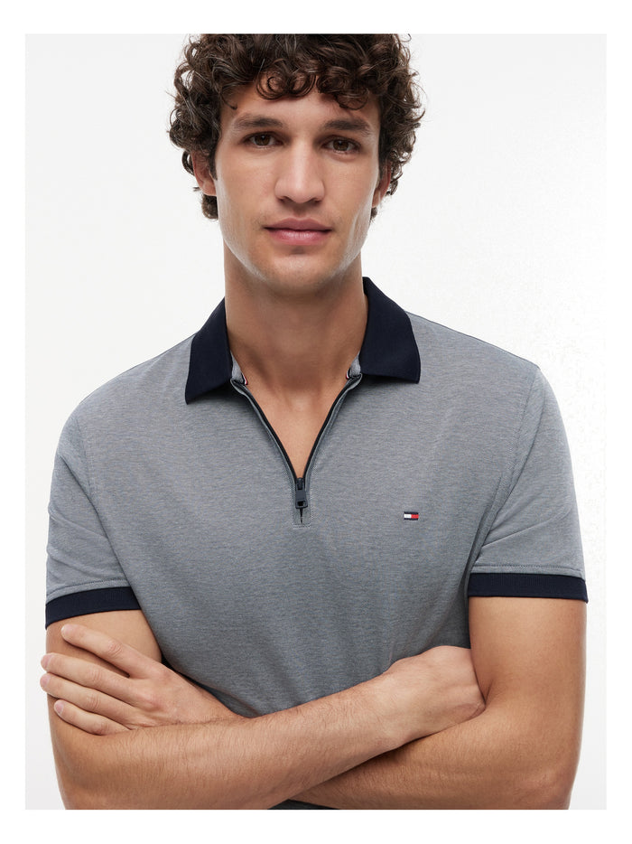 TOMMY HILFIGER Performance Oxford Zip Reg Polo Desert Sky / White - image 4