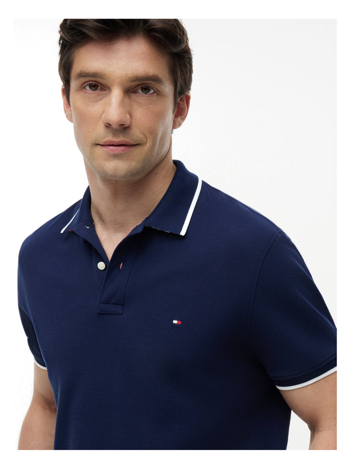 TOMMY HILFIGER Pique Undercollar Reg Polo Carbon Navy - image 4
