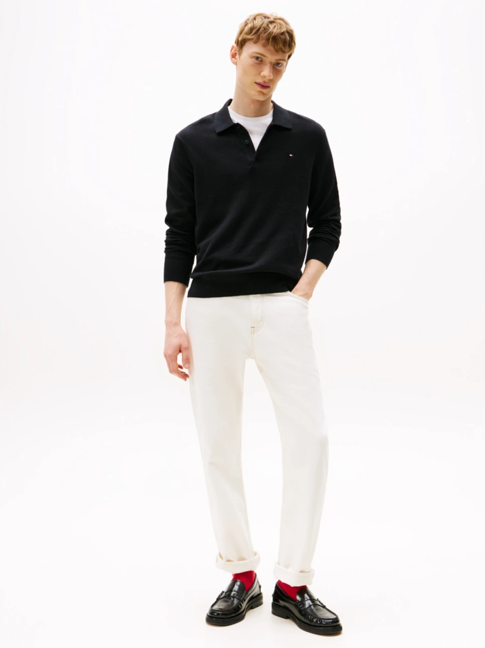 TOMMY HILFIGER Polo Collar Jumper with Cashmere Black
