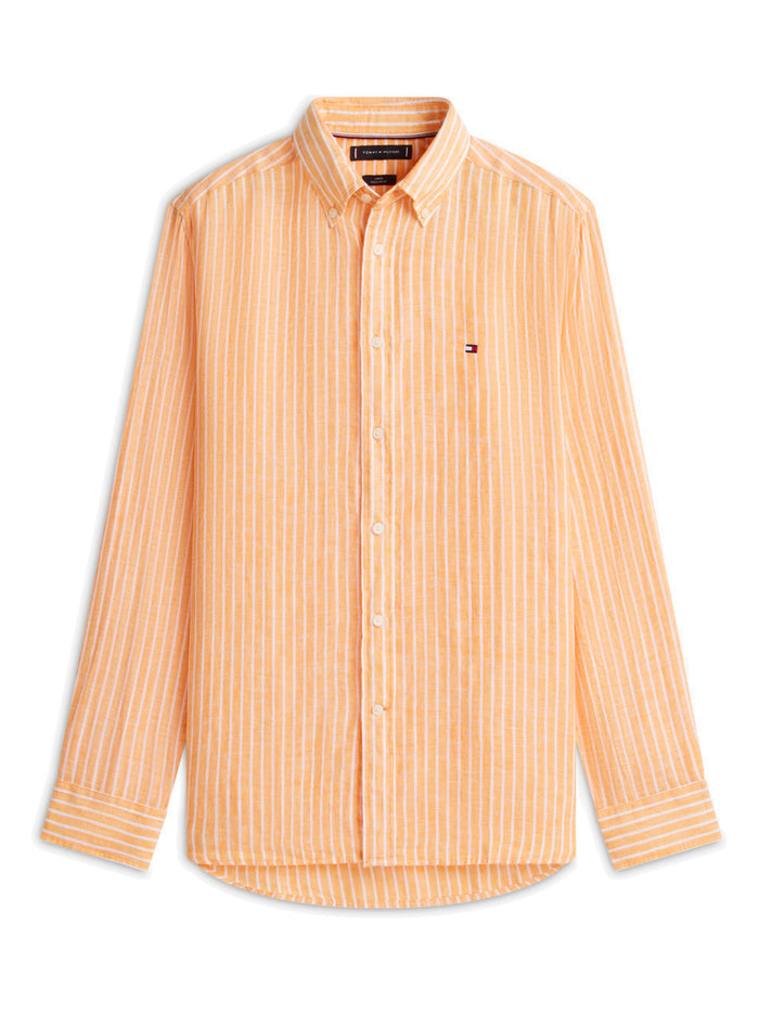 TOMMY HILFIGER Linen Bengal Stripe Rf Shirt Orange Flash / Stripe