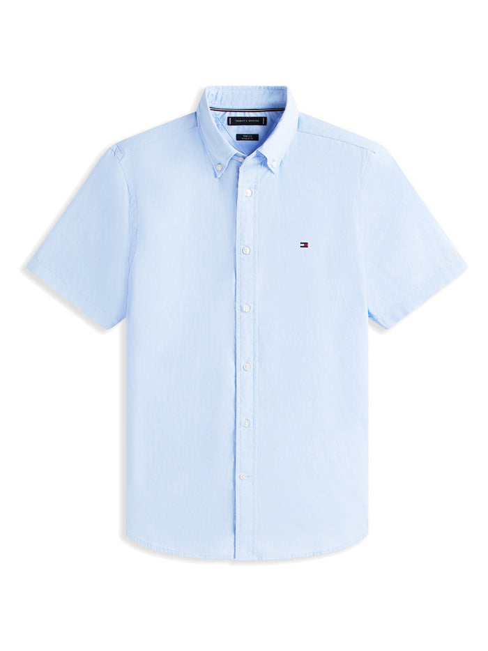 TOMMY HILFIGER Core Flex Poplin Solid S/S Shirt Sweet Blue