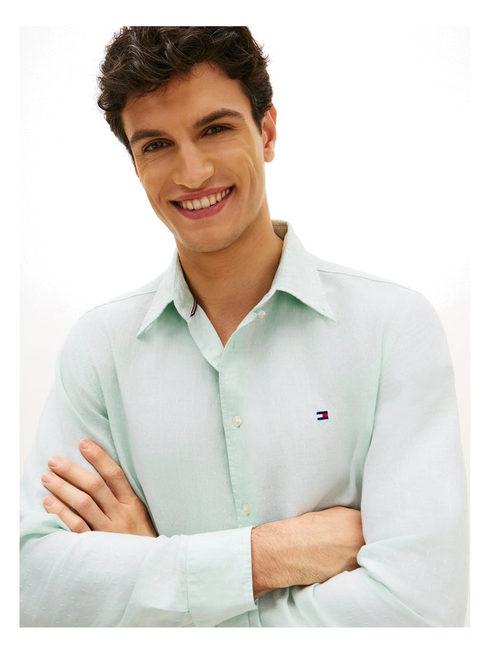 TOMMY HILFIGER Linen Blend Dobby Rf Shirt Crushed Mint - image 3