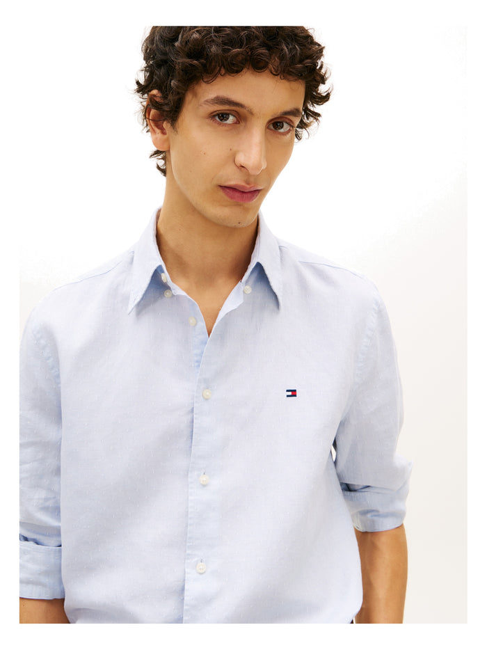 TOMMY HILFIGER Linen Blend Dobby Rf Shirt Sweet Blue - image 3