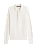 TOMMY HILFIGER Regular Fit Polo Jumper With Cashmere Ivory Petal