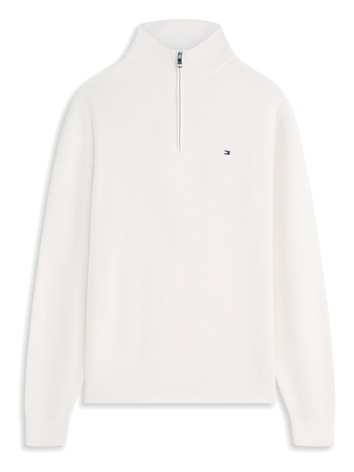 TOMMY HILFIGER Seasonal Structure Zip Mock Ivory Petal - image 6