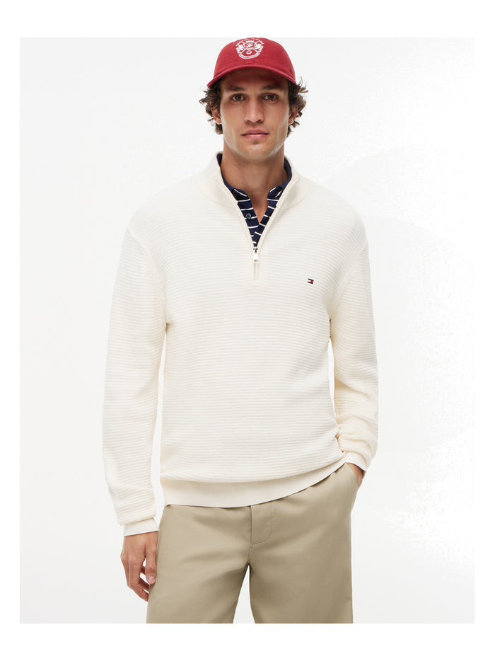 TOMMY HILFIGER Seasonal Structure Zip Mock Ivory Petal - image 2
