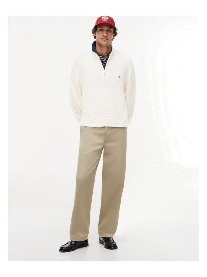 TOMMY HILFIGER Seasonal Structure Zip Mock Ivory Petal - image 3
