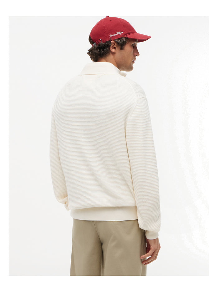 TOMMY HILFIGER Seasonal Structure Zip Mock Ivory Petal - image 5