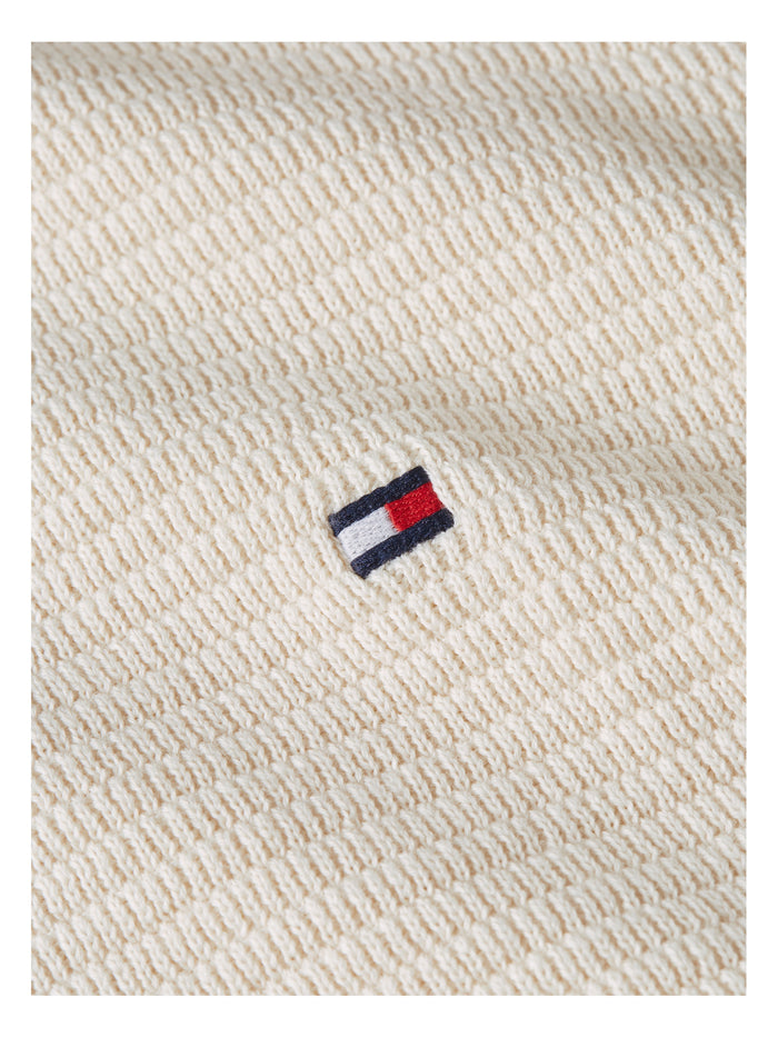 TOMMY HILFIGER Seasonal Structure Zip Mock Ivory Petal