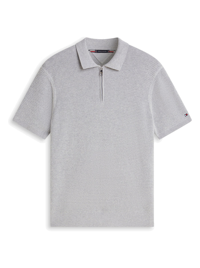 TOMMY HILFIGER Seasonal Structure Ss Zip Polo Light Grey Heather