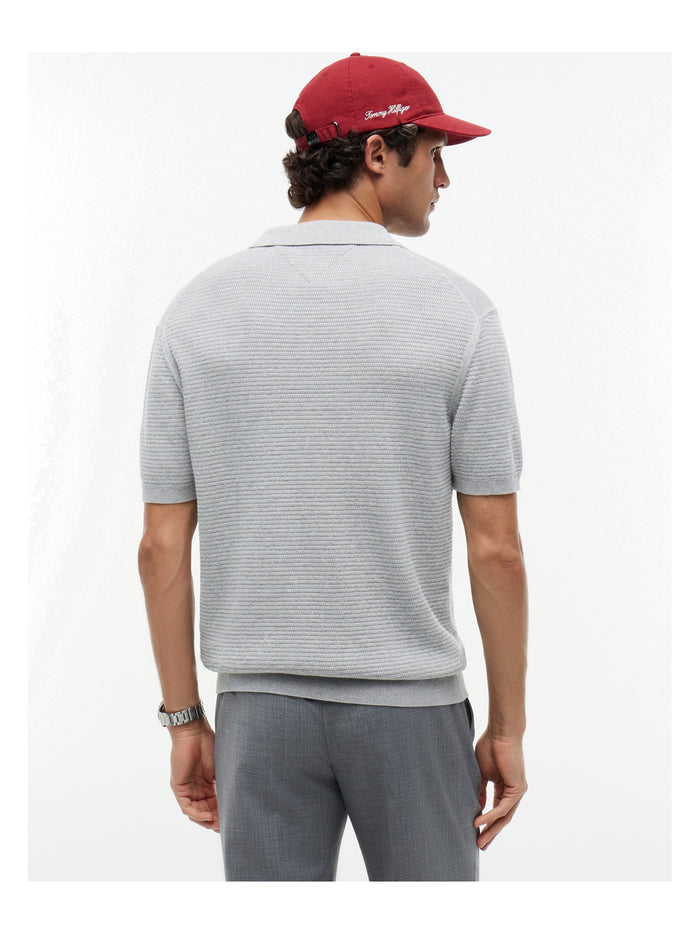 TOMMY HILFIGER Seasonal Structure Ss Zip Polo Light Grey Heather - image 5