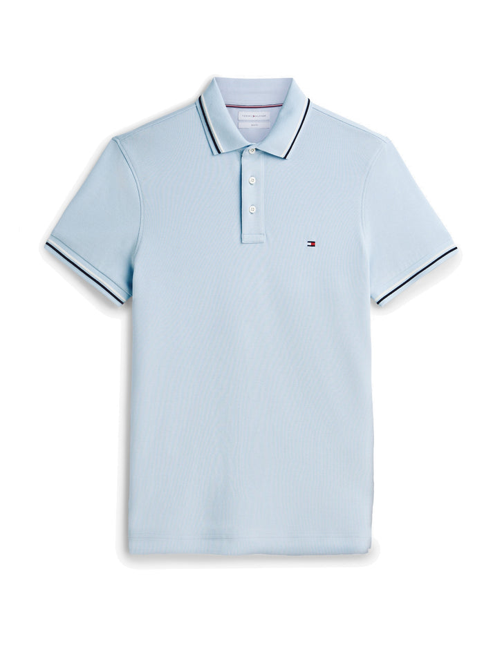 TOMMY HILFIGER Tipped Slim Fit Seasonal Polo Breezy Blue