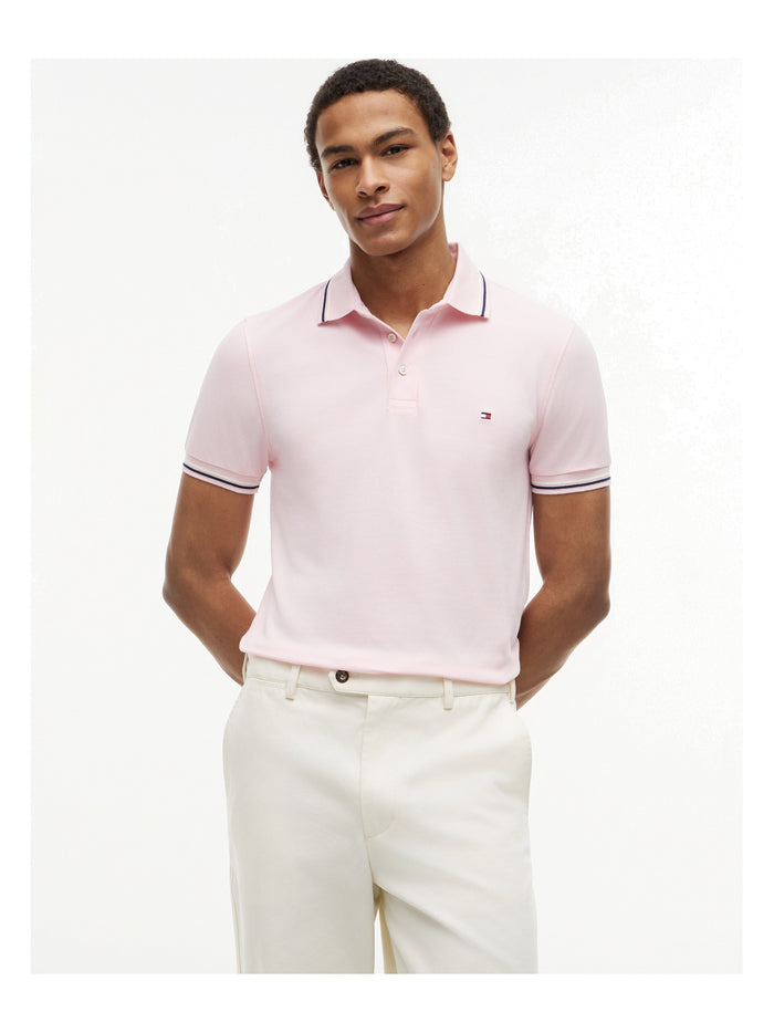 TOMMY HILFIGER Tipped Slim Fit Seasonal Polo Pink Lily - image 2