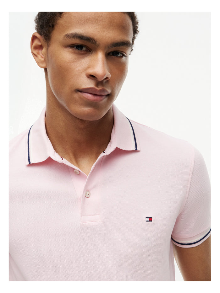 TOMMY HILFIGER Tipped Slim Fit Seasonal Polo Pink Lily - image 4