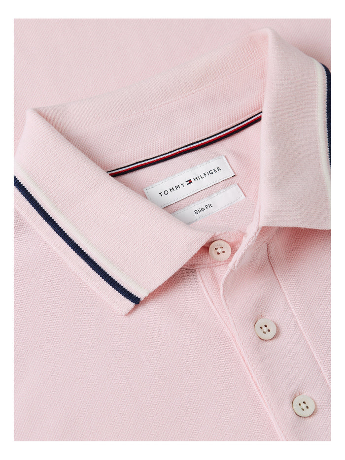 TOMMY HILFIGER Tipped Slim Fit Seasonal Polo Pink Lily