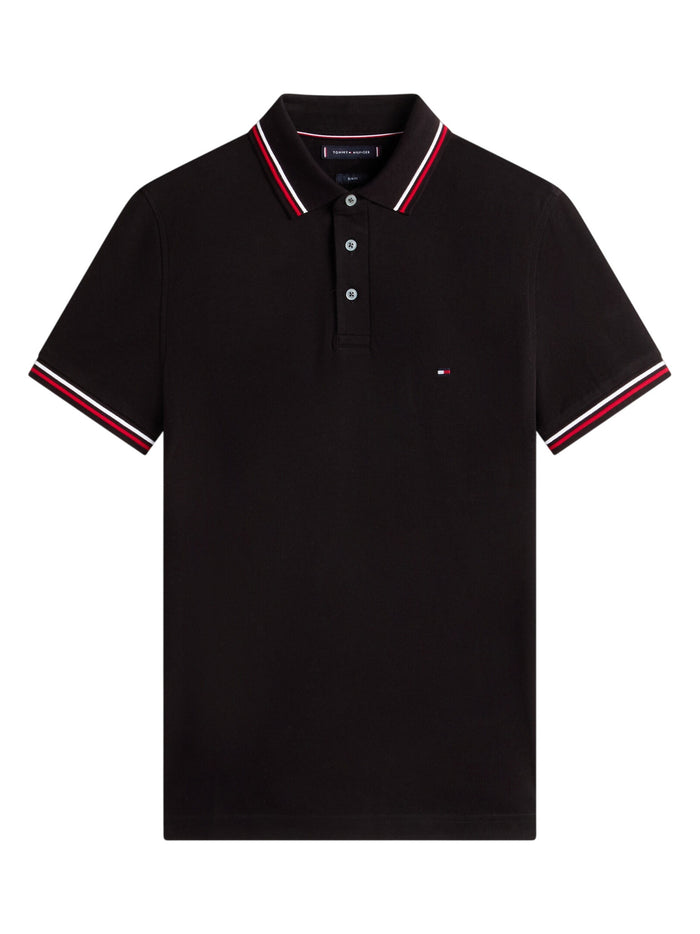 TOMMY HILFIGER Tipped Slim Fit Polo Black