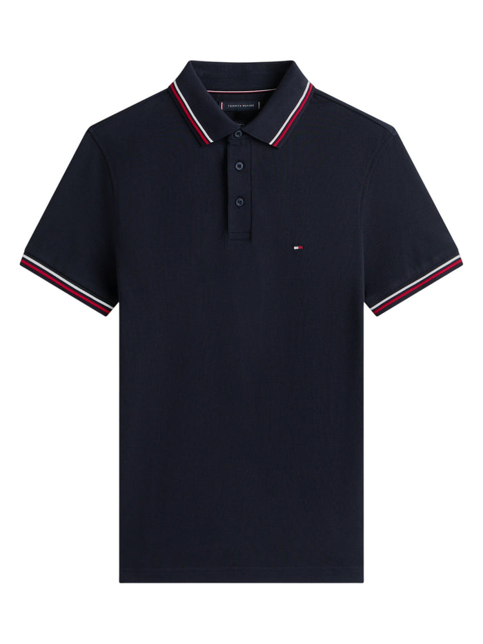 TOMMY HILFIGER Tipped Slim Fit Polo Desert Sky
