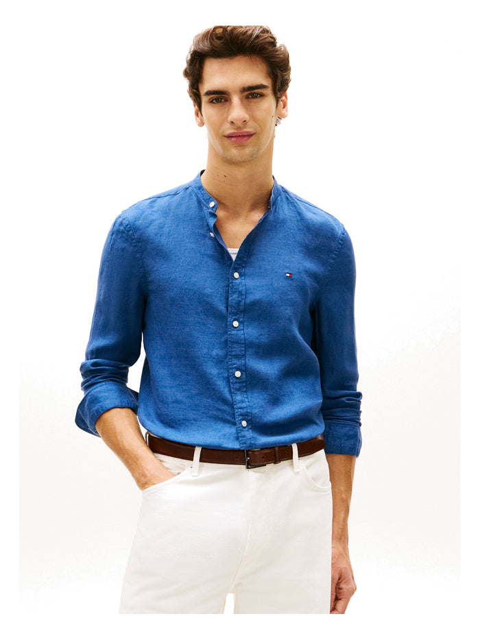 TOMMY HILFIGER Pigment Dye Stand Collar Shirt Blue Jean - image 2
