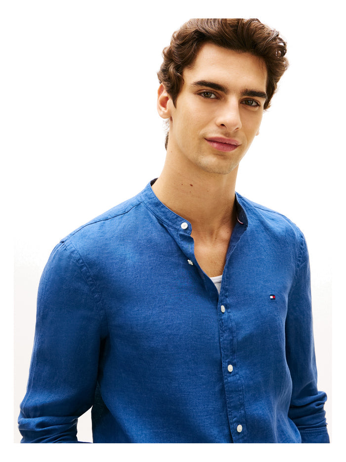 TOMMY HILFIGER Pigment Dye Stand Collar Shirt Blue Jean - image 3