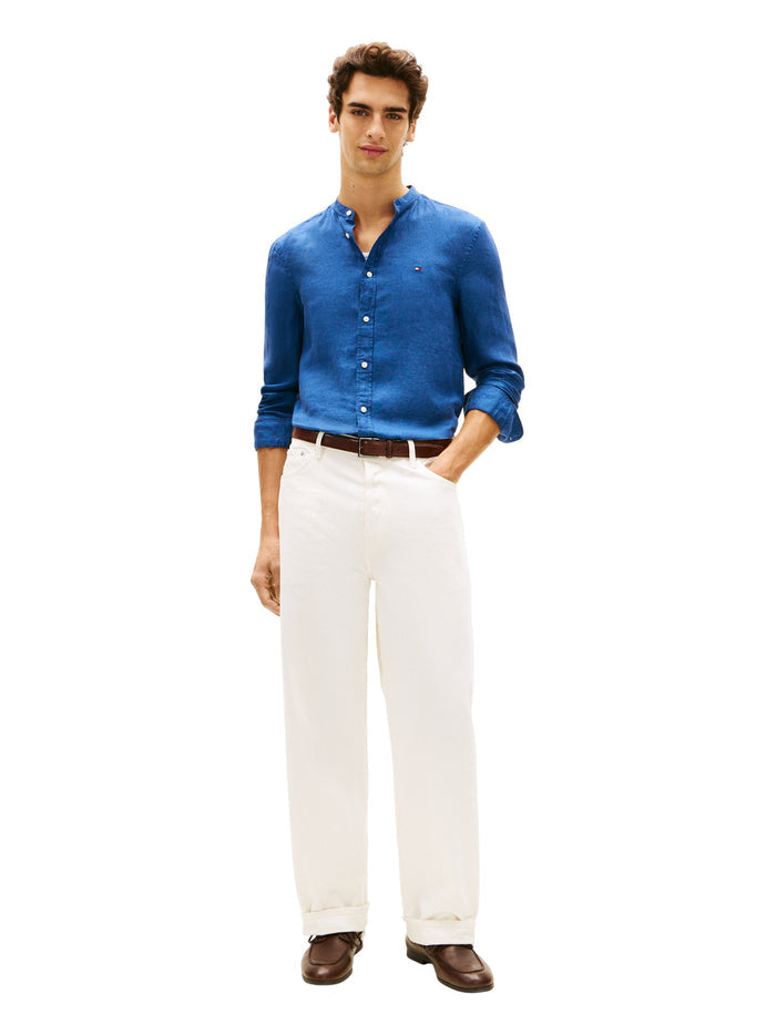 TOMMY HILFIGER Pigment Dye Stand Collar Shirt Blue Jean - image 4