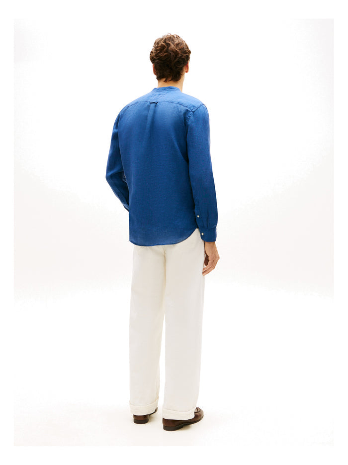 TOMMY HILFIGER Pigment Dye Stand Collar Shirt Blue Jean - image 5