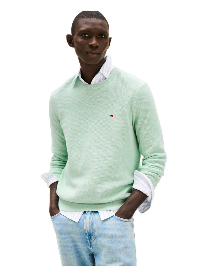 TOMMY HILFIGER Essential Structure Crew Neck Minty Essence Heather - image 2