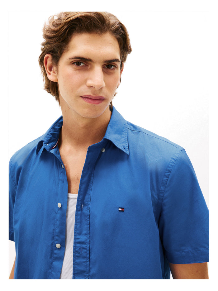 TOMMY HILFIGER Flex Poplin Solid S/S Shirt Blue Orbit - image 3