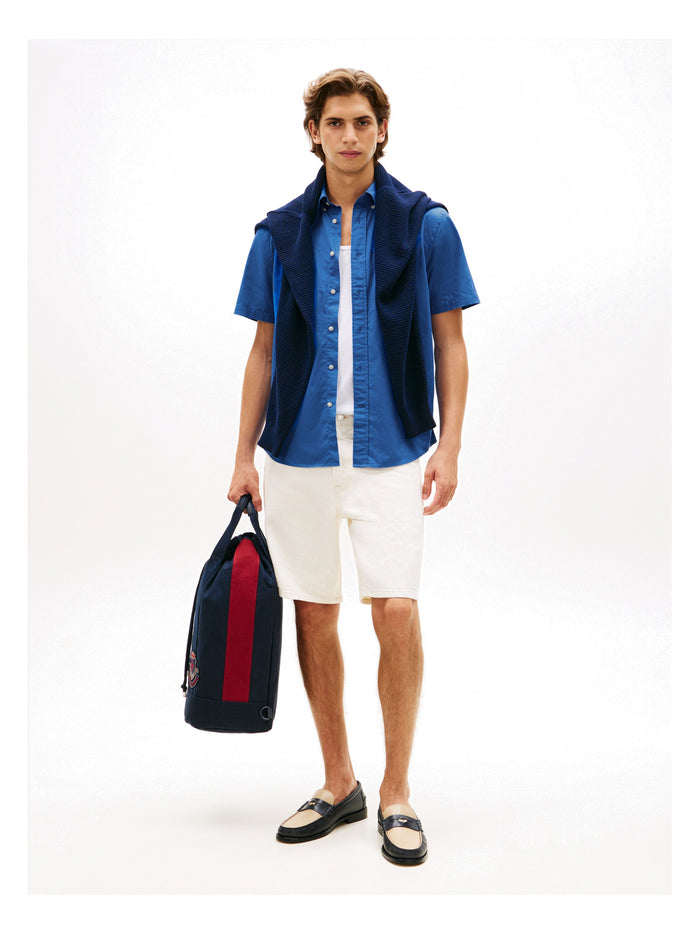 TOMMY HILFIGER Flex Poplin Solid S/S Shirt Blue Orbit - image 4