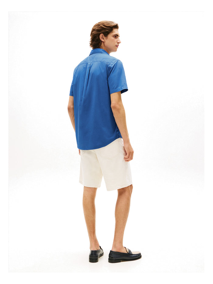 TOMMY HILFIGER Flex Poplin Solid S/S Shirt Blue Orbit - image 5