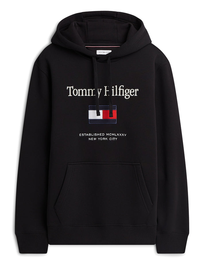 TOMMY HILFIGER Tommy Embro Flag Hoodie Black