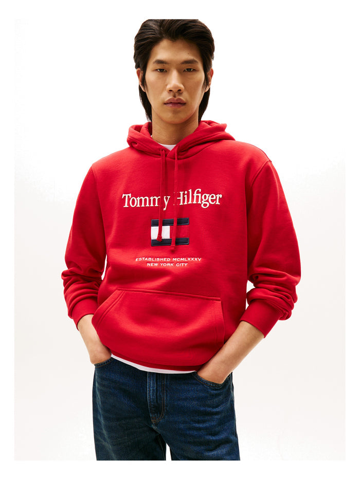 TOMMY HILFIGER Tommy Embro Flag Hoodie Medium Red - image 2