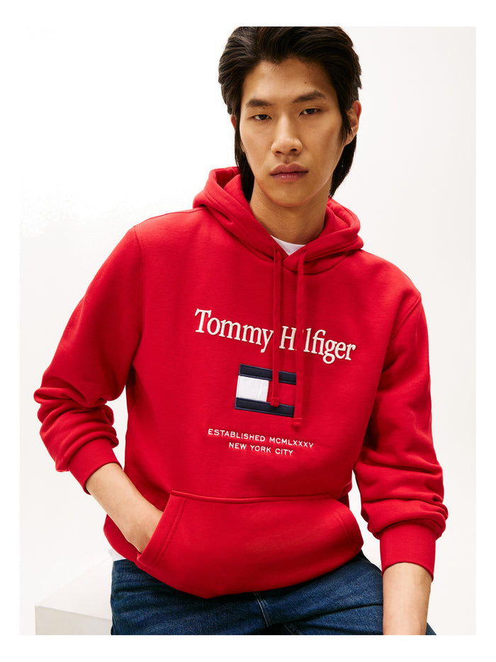 TOMMY HILFIGER Tommy Embro Flag Hoodie Medium Red - image 3