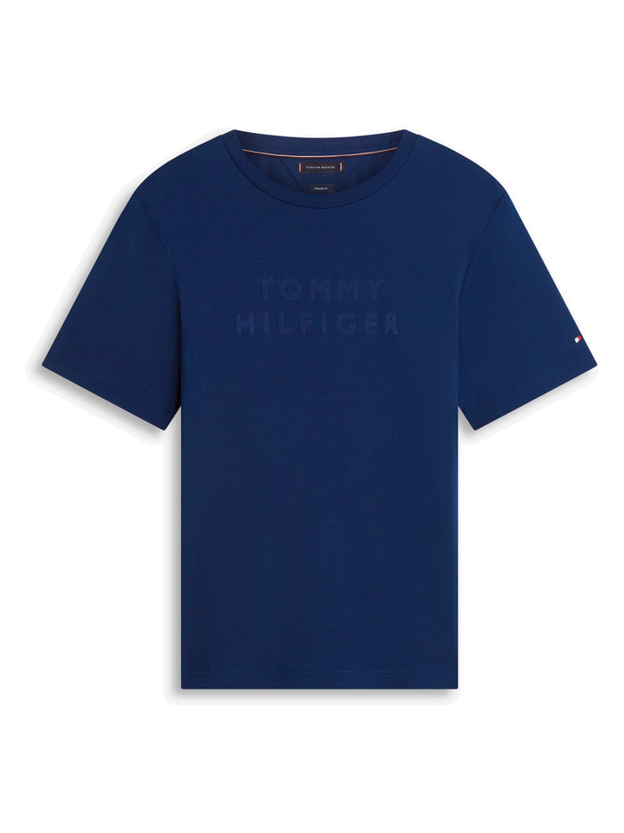 TOMMY HILFIGER Mix Media Interlock Tee Carbon Navy