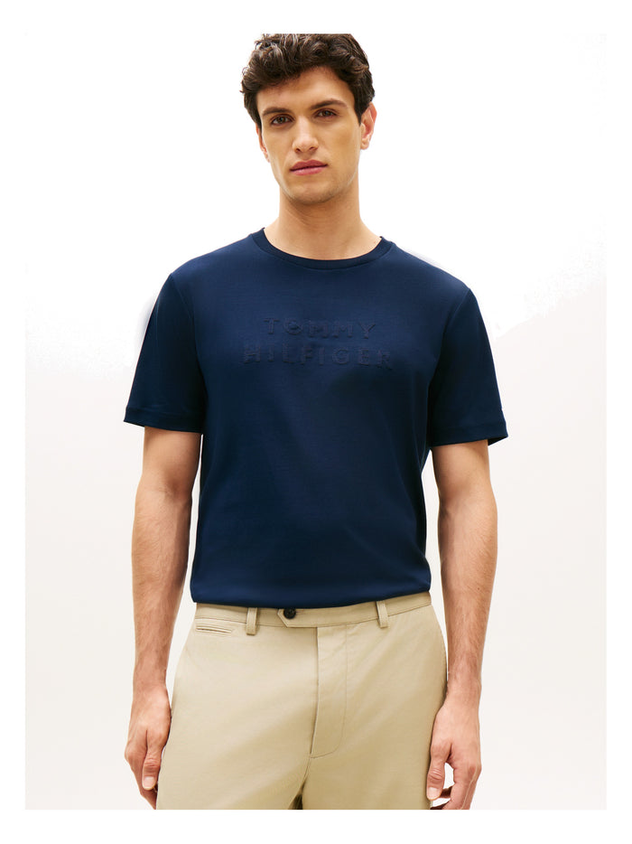TOMMY HILFIGER Mix Media Interlock Tee Carbon Navy - image 2