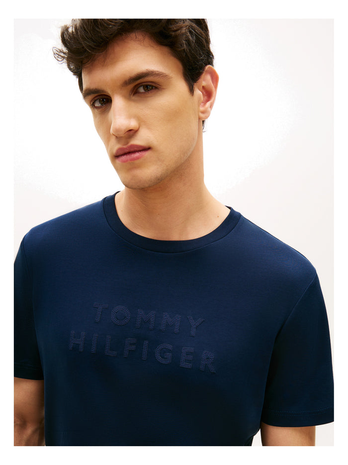 TOMMY HILFIGER Mix Media Interlock Tee Carbon Navy - image 3