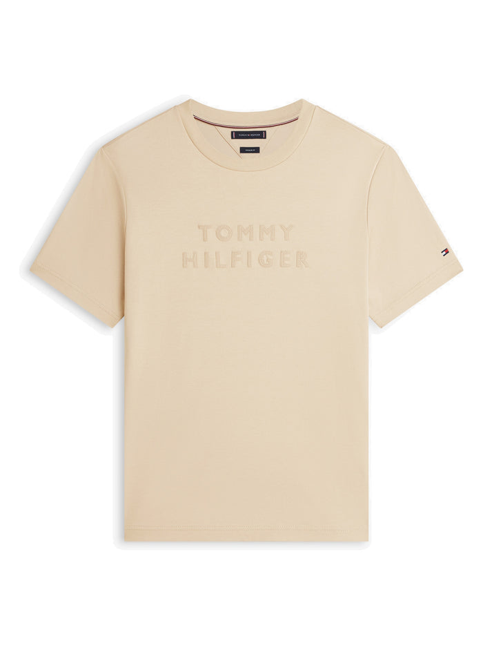 TOMMY HILFIGER Mix Media Interlock Tee Sandalwood