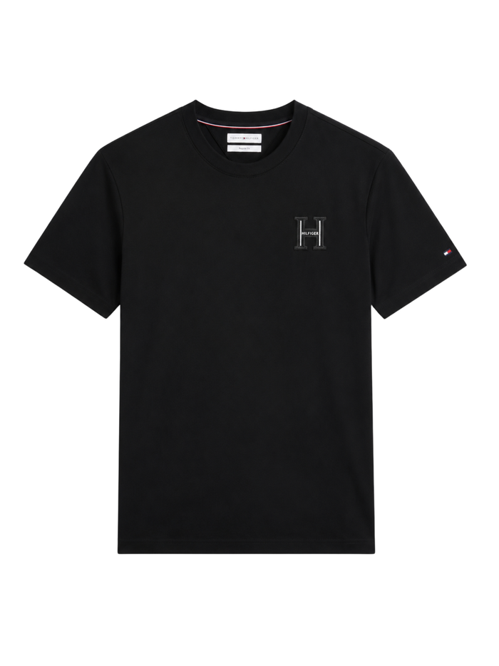 TOMMY HILFIGER Varsity Logo Embroidery Crew Neck T-Shirt Black