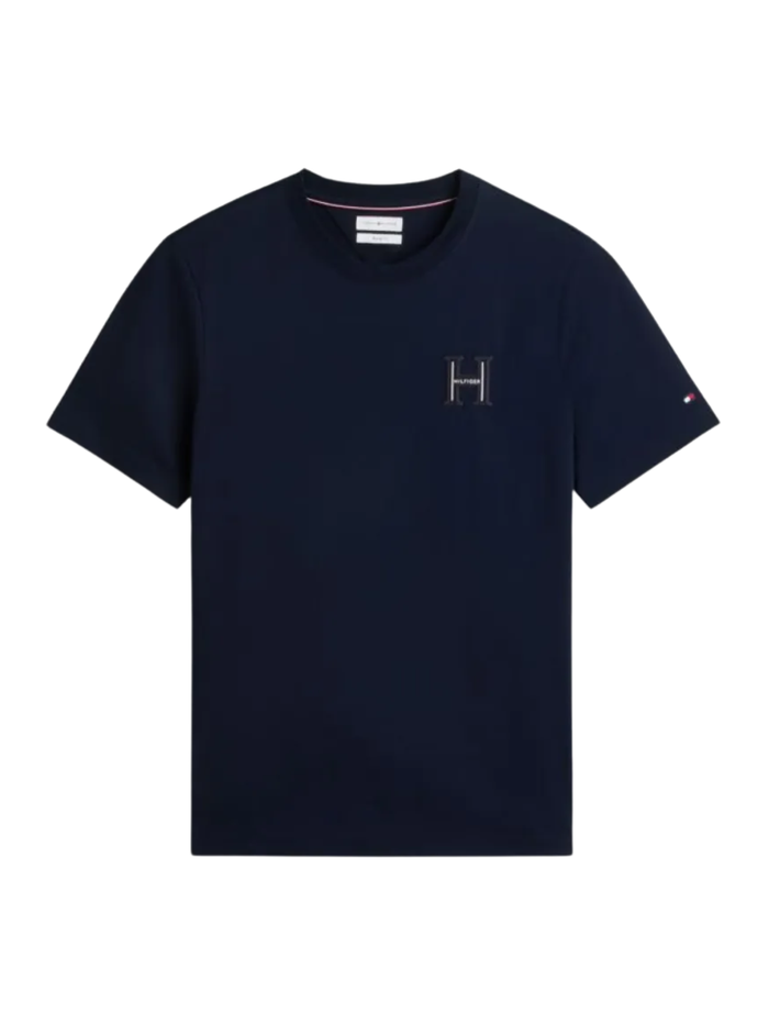 TOMMY HILFIGER Varsity Logo Embroidery Crew Neck T-Shirt Navy Blue