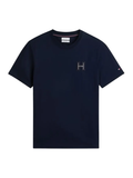 TOMMY HILFIGER Varsity Logo Embroidery Crew Neck T-Shirt Navy Blue
