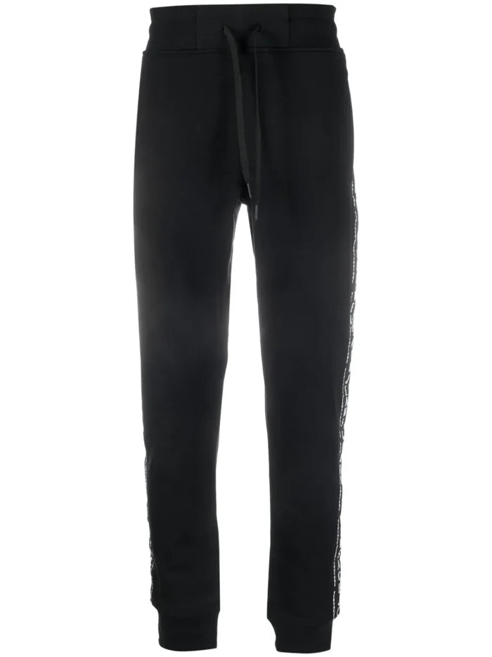 VERSACE MEN V Logo Tape Sweat Pants Black/White - MAISONDEFASHION.COM