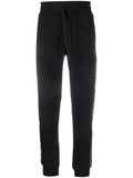 VERSACE MEN V Logo Tape Sweat Pants Black/White - MAISONDEFASHION.COM