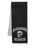 ALEXANDER MCQUEEN Varsity Logo Knit Scarf Black/Ivory - MAISONDEFASHION.COM