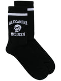 ALEXANDER MCQUEEN Varsity Logo Knit Socks Black/White - MAISONDEFASHION.COM