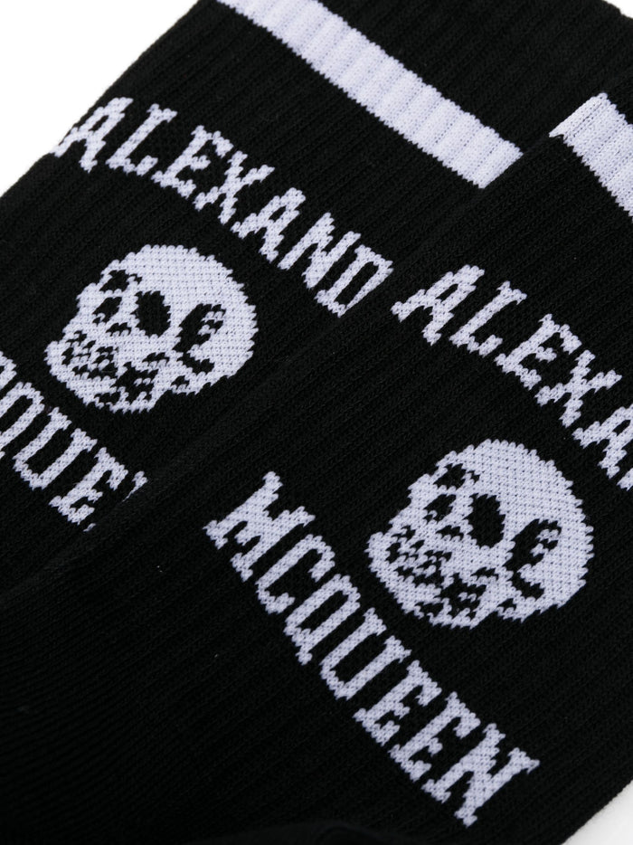ALEXANDER MCQUEEN Varsity Logo Knit Socks Black/White - MAISONDEFASHION.COM