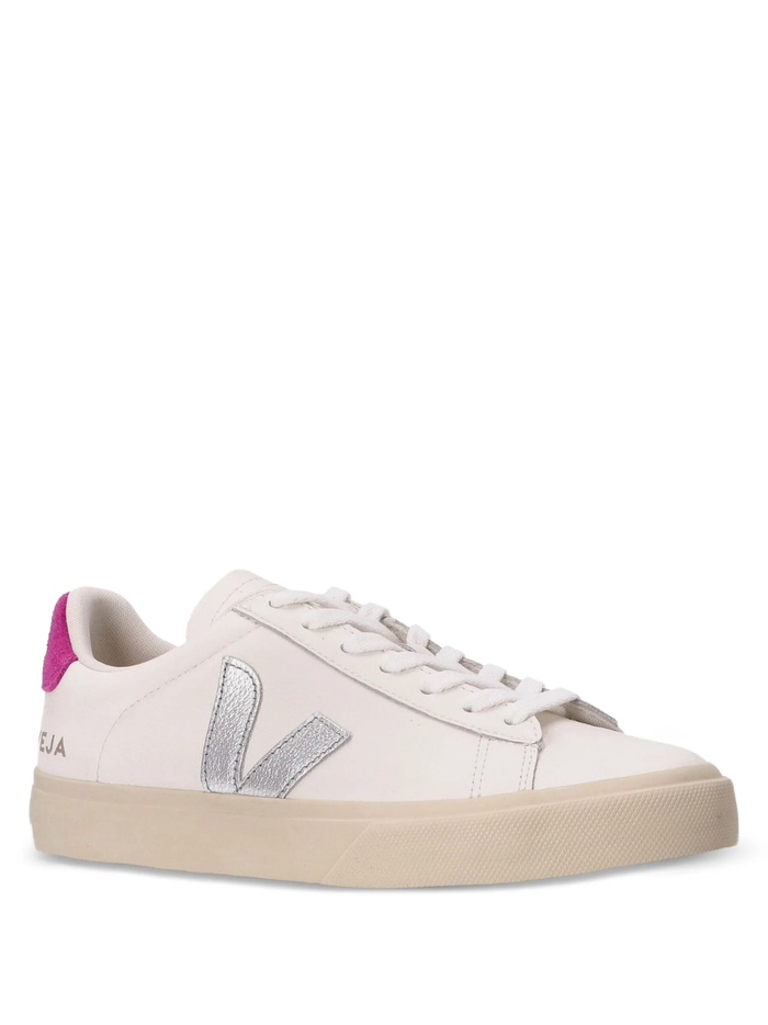 VEJA WOMEN Campo Leather Sneakers White Silver Ultraviolet - MAISONDEFASHION.COM